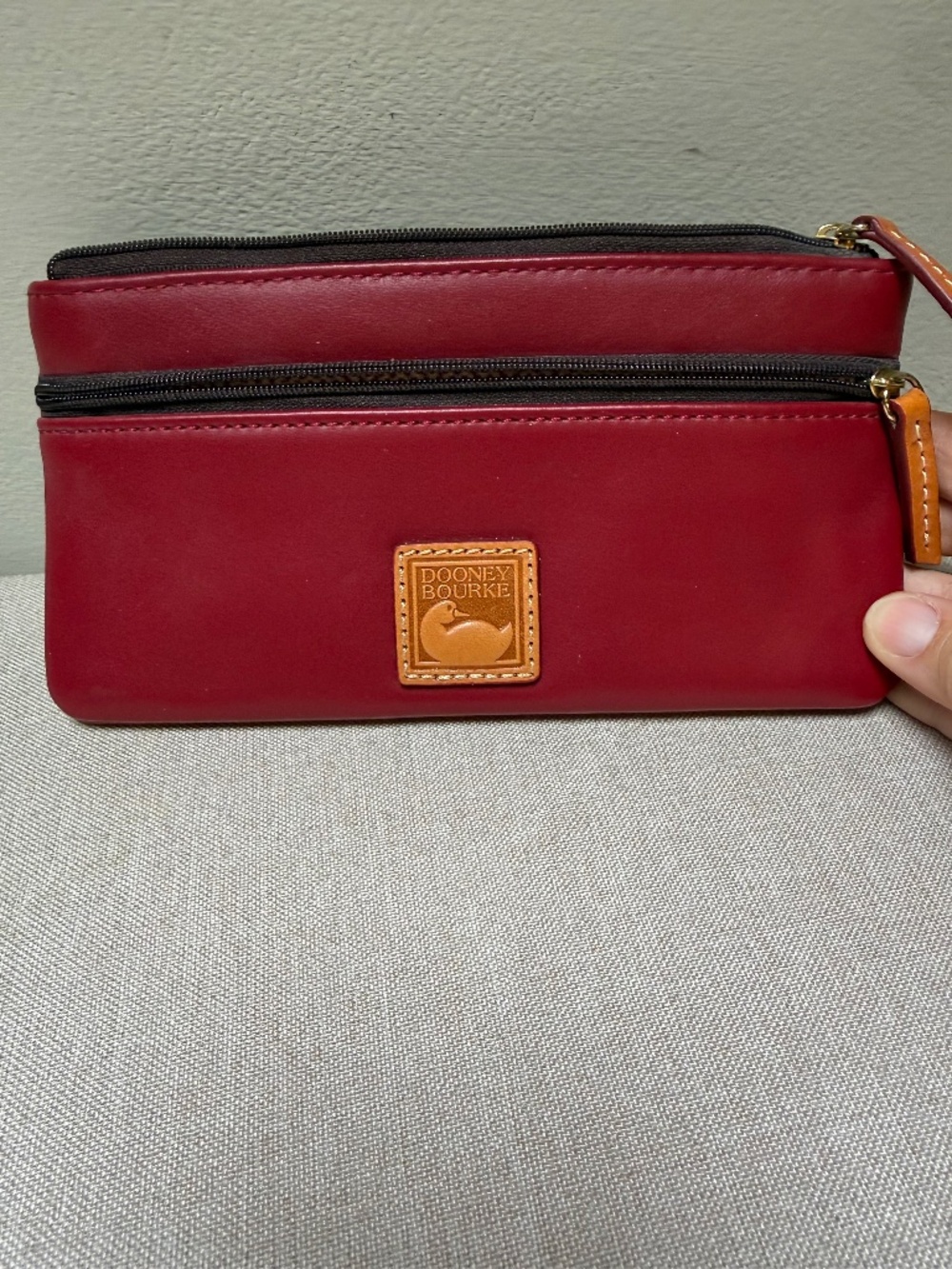 Dooney Bourke Red Double Zip Wallet Clean Excellent